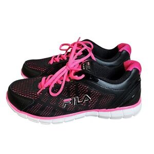 Fila Womens Sneakers 9.5‎ Black Pink Lace Up Running Jogging Athletic